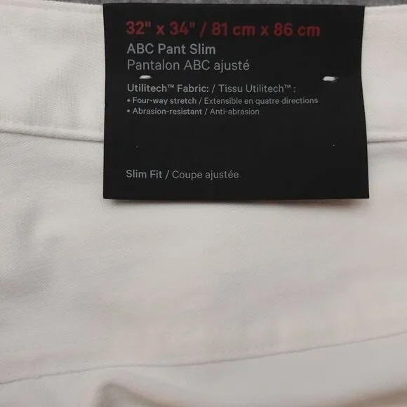 Mens Lululemon ABC Athletic Pant Slim 32 X 34 White Four Way Stretch New $128
